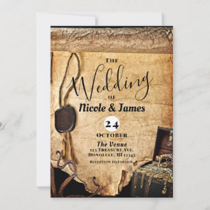 Alte Vintage-Piraten-Schriftrolle Hochzeit Einladung