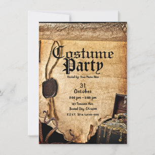 Alte Vintage-Piratenschriftrolle Kostüm Halloween- Einladung