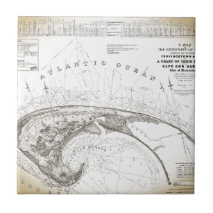 Alte Vintage Provincetown Cape Cod Map Fliese