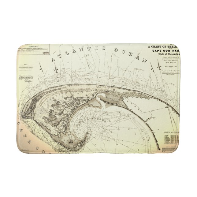 Alte Vintage Provincetown Cape- Codkarte Badematte (Vorderseite)