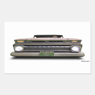 Alte Vintage Ratte Rod Lieferwagen Truck Zombie Rechteckiger Aufkleber