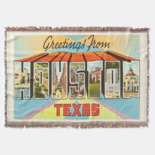 Alte Vintage Reise-Andenken Houstons Texas TX Decke