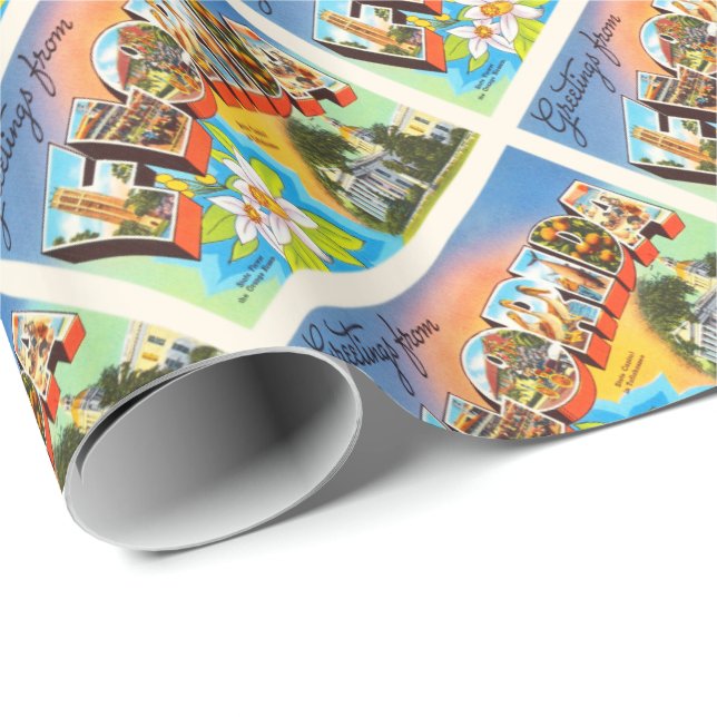 Alte Vintage Reise-Andenken Staats-Florida Geschenkpapier (Rolleneckpunkt)