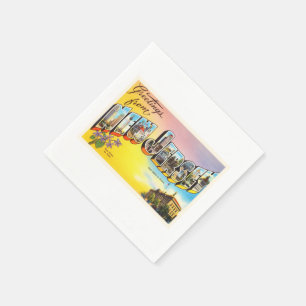 Alte Vintage Reise-Postkarte New-Jersey Staats-NJ Serviette