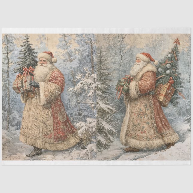 Alte Vintage Santas Seidenpapier (Vorderseite)
