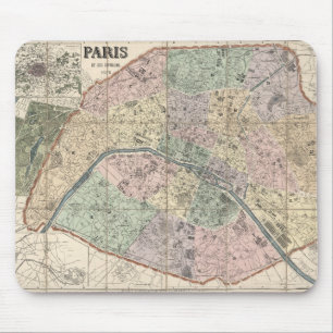 Alte Vintage Stadtkarte von Paris, Frankreich, Eur Mousepad