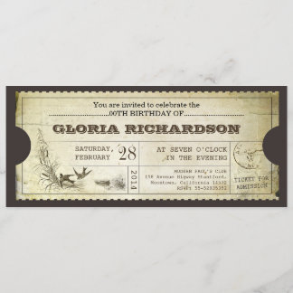 ALTE VINTAGE TICKETS GEBURTSTAG EINLADUNG