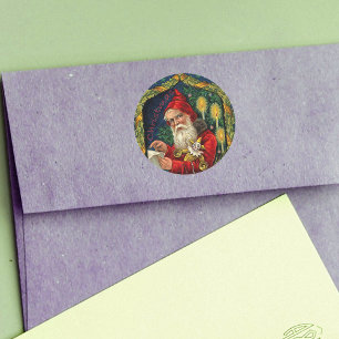 Alte Vintage-Weihnachtsmann-Weihnachtsliste Runder Aufkleber