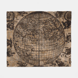 Alte Vintage-Weltkarte Fleecedecke