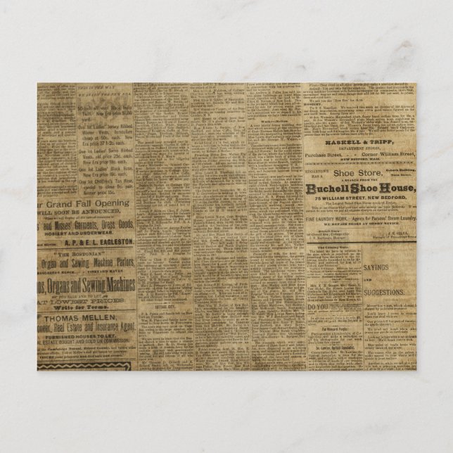 Alte Vintage Zeitung Postkarte (Vorderseite)