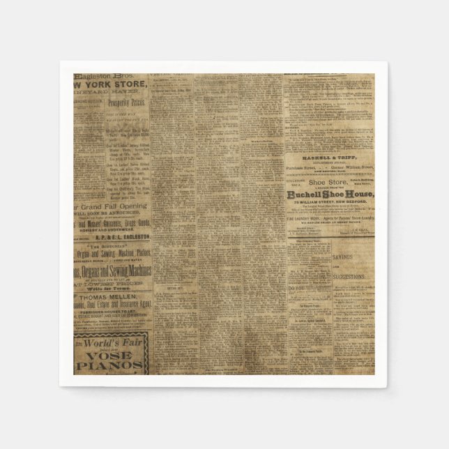 Alte Vintage Zeitung Serviette (Vorderseite)
