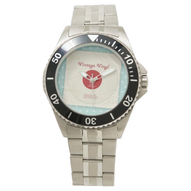 Alte Vinyl Record Watch Armbanduhr (Vorderseite)