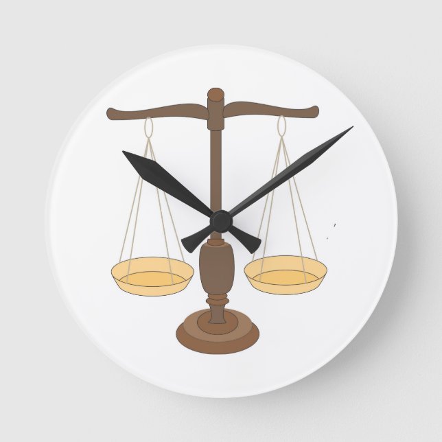 Alte Waage oder Bildebene Runde Wanduhr (Vorderseite)