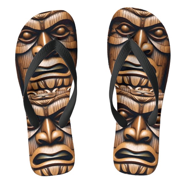Alte Wächter: Tiki Holzkunst Flip Flops (Fußbett)