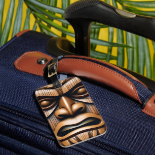 Alte Wächter: Tiki Holzkunst Gepäckanhänger