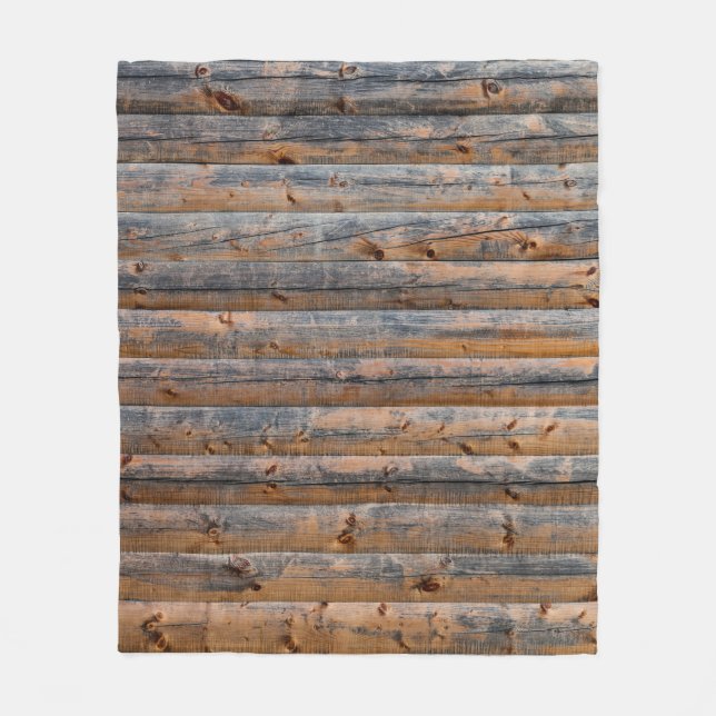 Alte Wand aus Holzplanken mit Rissen. Beam Fleecedecke (Vorderseite)