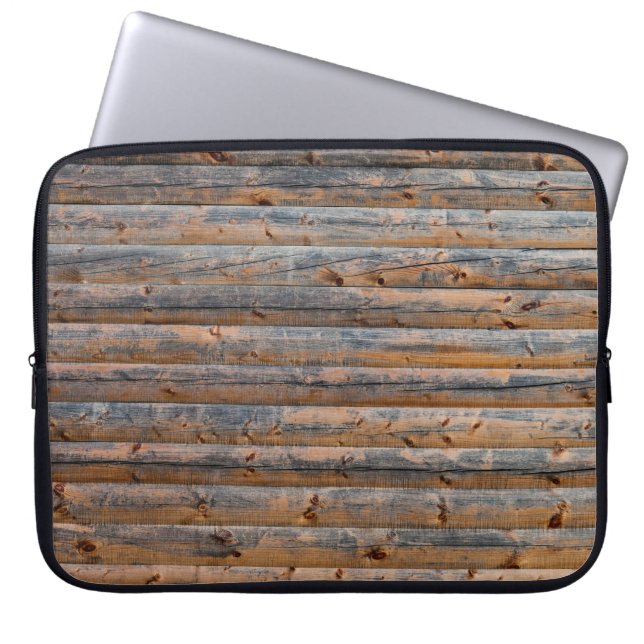 Alte Wand aus Holzplanken mit Rissen. Beam Laptopschutzhülle (Vorderseite)