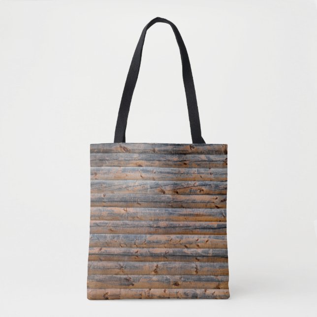 Alte Wand aus Holzplanken mit Rissen. Beam Tasche (Vorderseite)