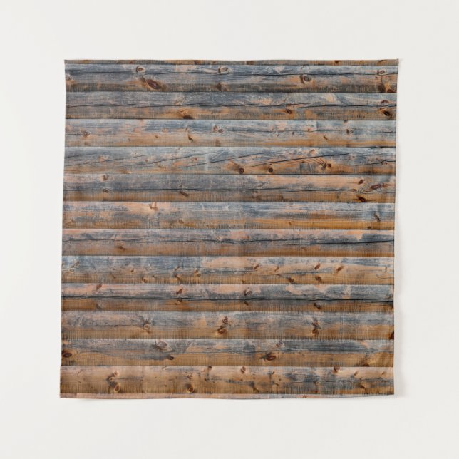 Alte Wand aus Holzplanken mit Rissen. Beam Wandteppich (Vorderseite)