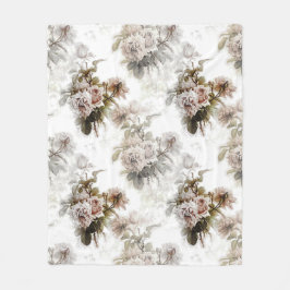 Alte, weiche Rose, rosa, graues Bouquet-Muster Fleecedecke