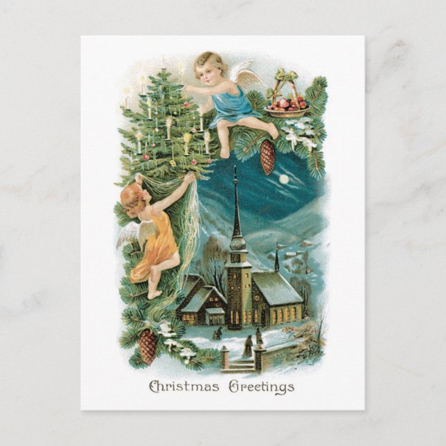 Alte Weihnachten, Engel Feiertagspostkarte (Vorderseite)