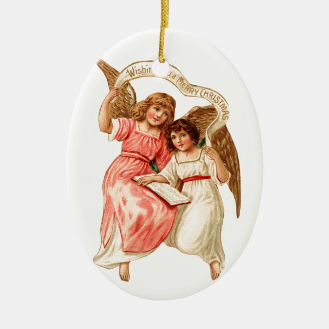 Alte Weihnachten, Engel Keramikornament (Vorne)