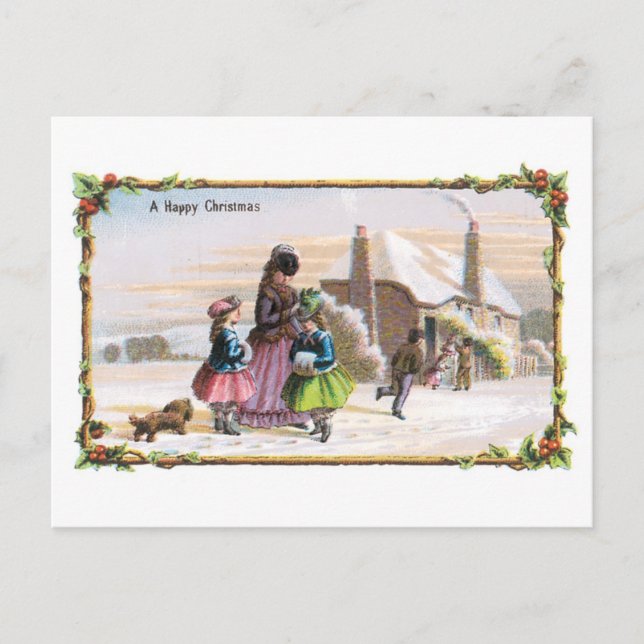 Alte Weihnachten, Familie Feiertagspostkarte (Vorderseite)