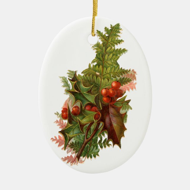 Alte Weihnachten, Holly Keramikornament (Vorne)