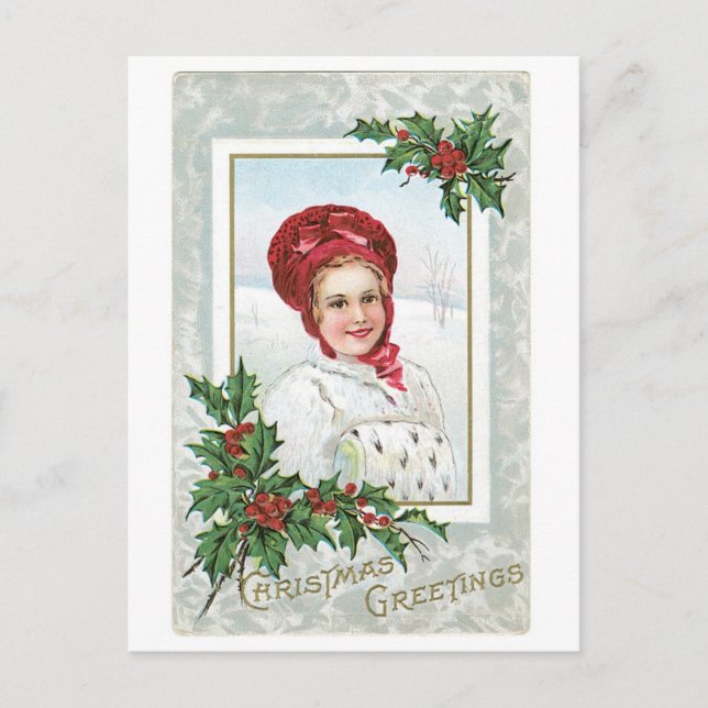 Alte Weihnachten, Lady Feiertagspostkarte (Vorderseite)