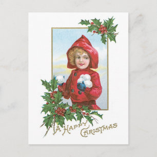 Alte Weihnachten, Mädchen Feiertagspostkarte
