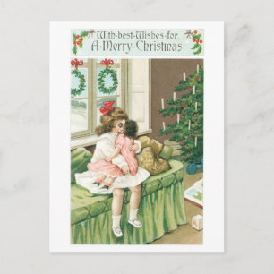 Alte Weihnachten, Mädchen Feiertagspostkarte