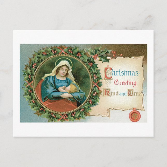 Alte Weihnachten, Maria Feiertagspostkarte (Vorderseite)