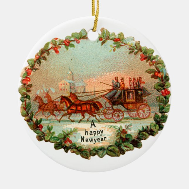 Alte Weihnachten, Neues Jahr, Coach Keramikornament (Vorne)