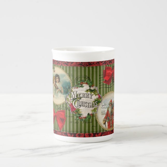 Alte Weihnachten Prozellantasse (Vorderseite)