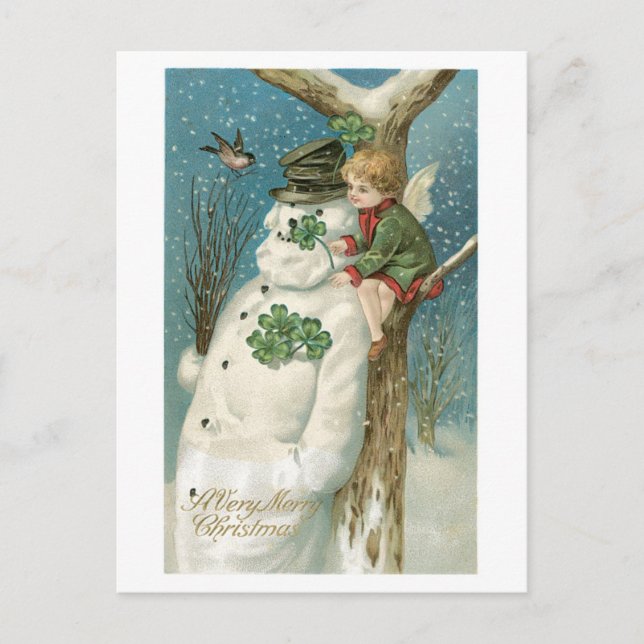 Alte Weihnachten, Schneemann Feiertagspostkarte (Vorderseite)
