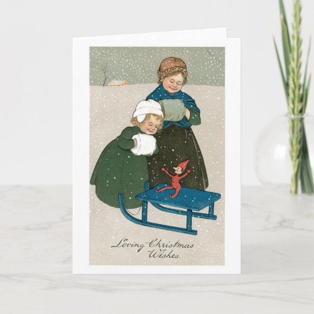 Alte Weihnachten, Schwestern Feiertagskarte (Vorderseite)