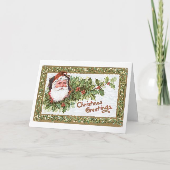 Alte Weihnachten, Weihnachten, Holly Feiertagskarte (Vorderseite)