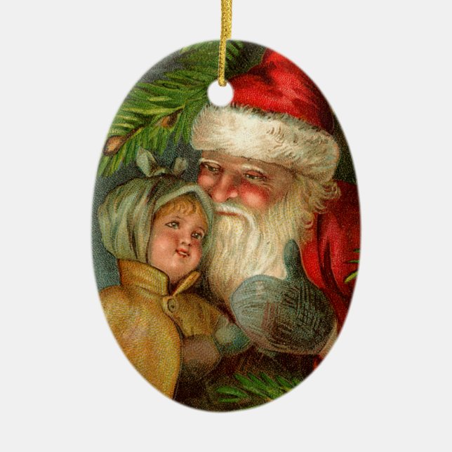 Alte Weihnachten, Weihnachten mit Kind Keramik Ornament (Vorne)