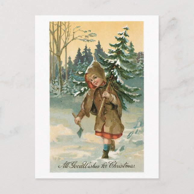 Alte Weihnachten, Weihnachtsbaum Feiertagspostkarte (Vorderseite)