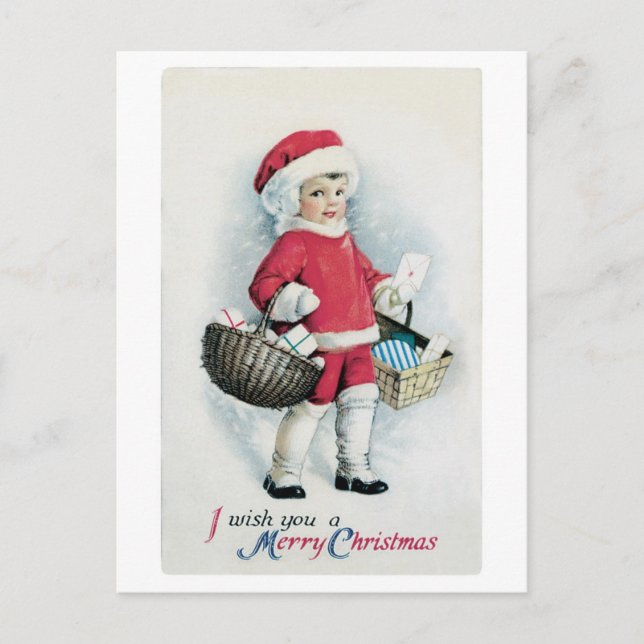 Alte Weihnachten, Weihnachtsmädchen Feiertagspostkarte (Vorderseite)