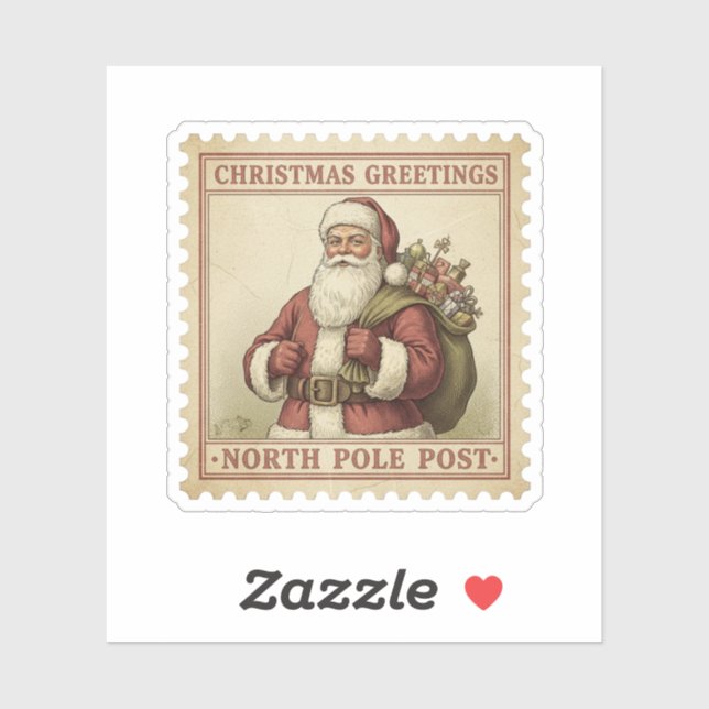 Alte Weihnachts-Briefmarke mit Weihnachtsmann Aufkleber (Blatt)