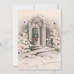 Alte Weihnachts-Türschwelle Feiertagskarte