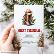 Alte Weihnachtsgrußkarte aus dem Wilden Westen mit