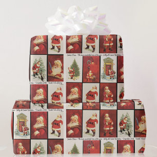 Alte Weihnachtskarten Santa Claus Text personalisi Geschenkpapier