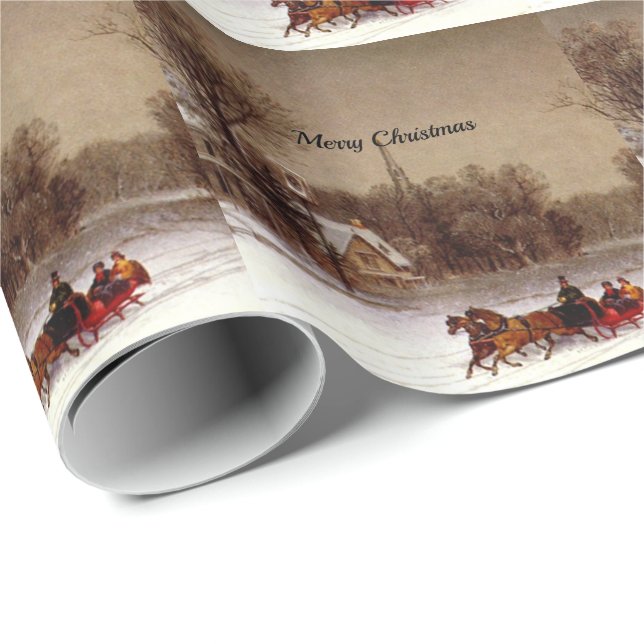 Alte Weihnachtsskifahrten, Winterlandschaft Geschenkpapier (Rolleneckpunkt)