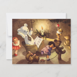 Alte Weihnachtsspielzeuge und Teddybären Einladung