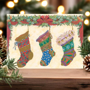 Alte Weihnachtsstrümpfe Feiertagspostkarte