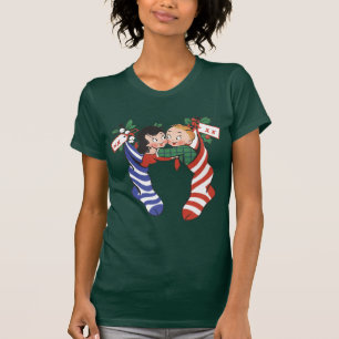 Alte Weihnachtsstrümpfe mit süßen Kindern T-Shirt