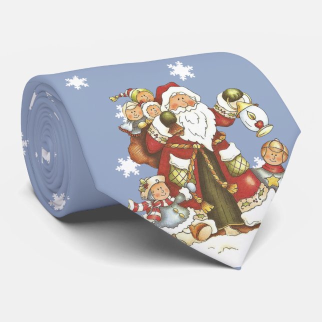 Alte Weihnachtszeit mit Kindern Laternenschneefloc Krawatte (Gerollt)