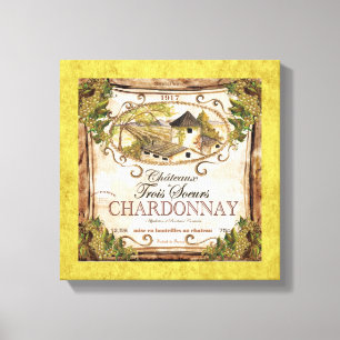 Alte Wein-Etikette auf Leinwand